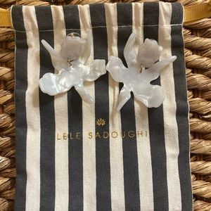 Lele Sadoughi Small White Paper Lily Earrings
